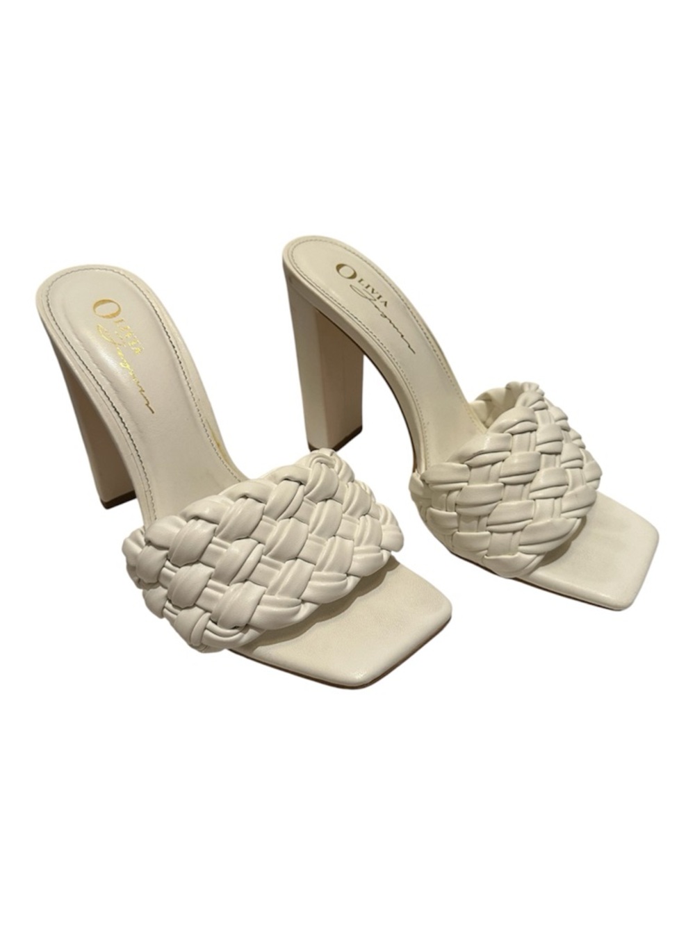 White Leather Braided Heels with Sculptural Design